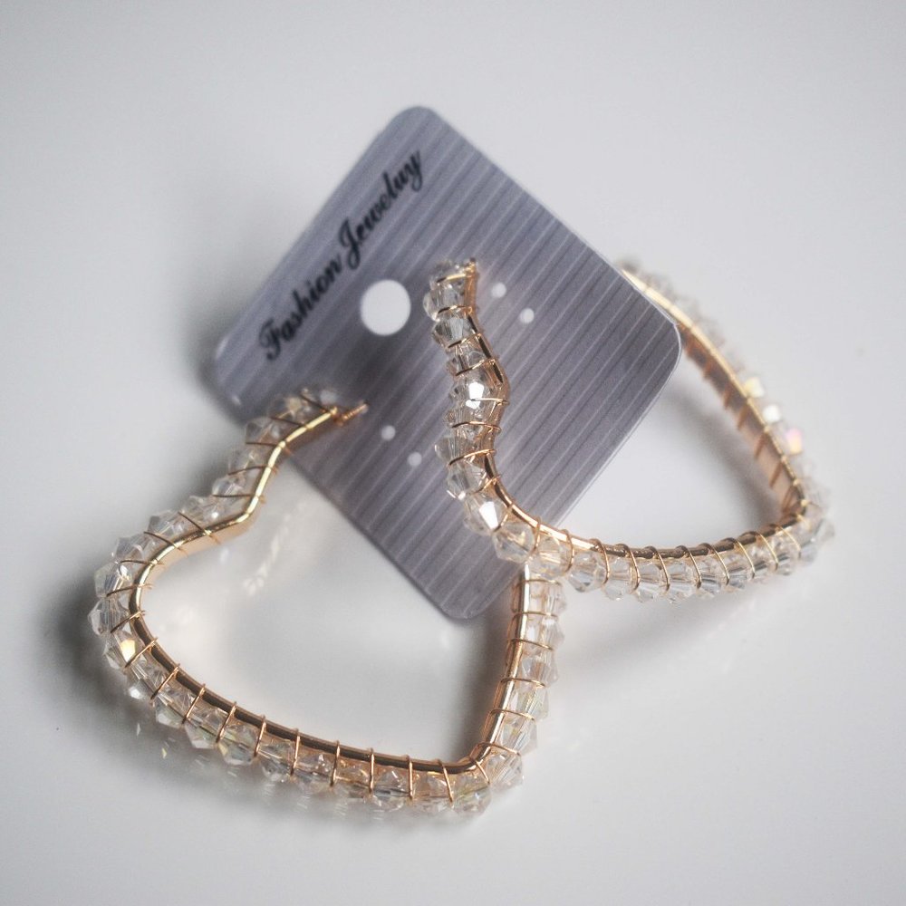 Heart Hoops Lever Back Closure Earrings